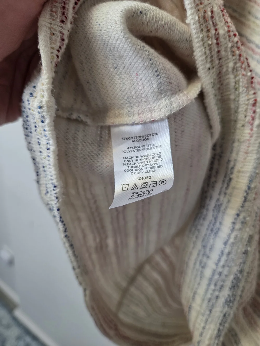 LOFT Cream Tweed Short Sleeve Top with Pink & Blue Stripes